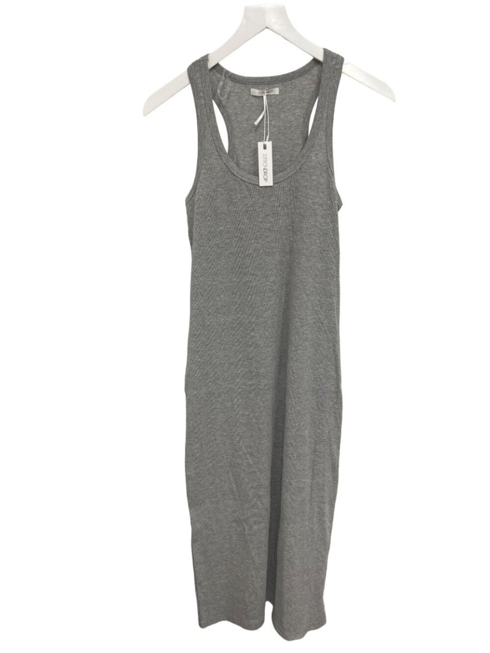 Stitchdrop Heather Grey Racerback Ribbed Midi Dress